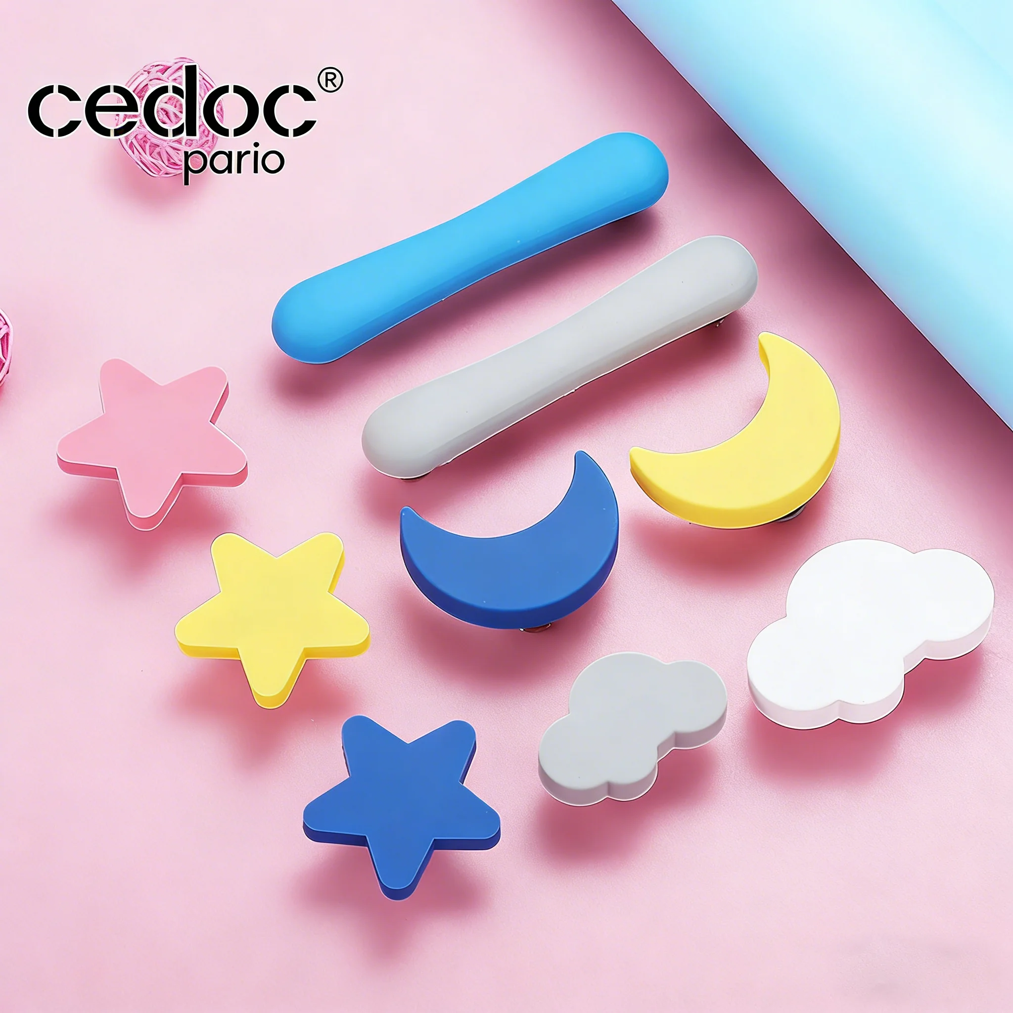Matte Colored Star Cloud Handle Modern Cartoon Children's Wardrobe Door Cute Home Anti-collision Door Handle Hardware