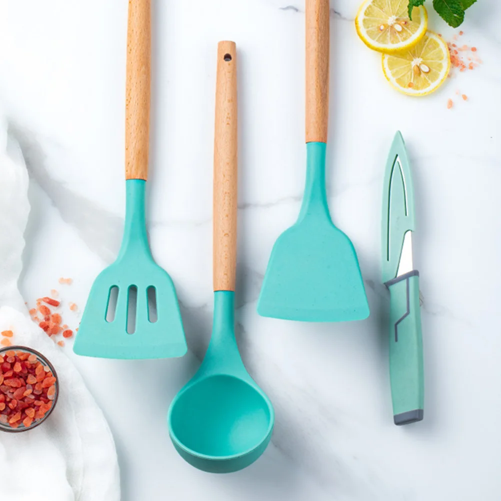 

1Set Premium Silicone Kitchenware Cooking Utensils Set Spatula Spoon Ladle Hanging Hole Easy Storage Silicone Spatula Set
