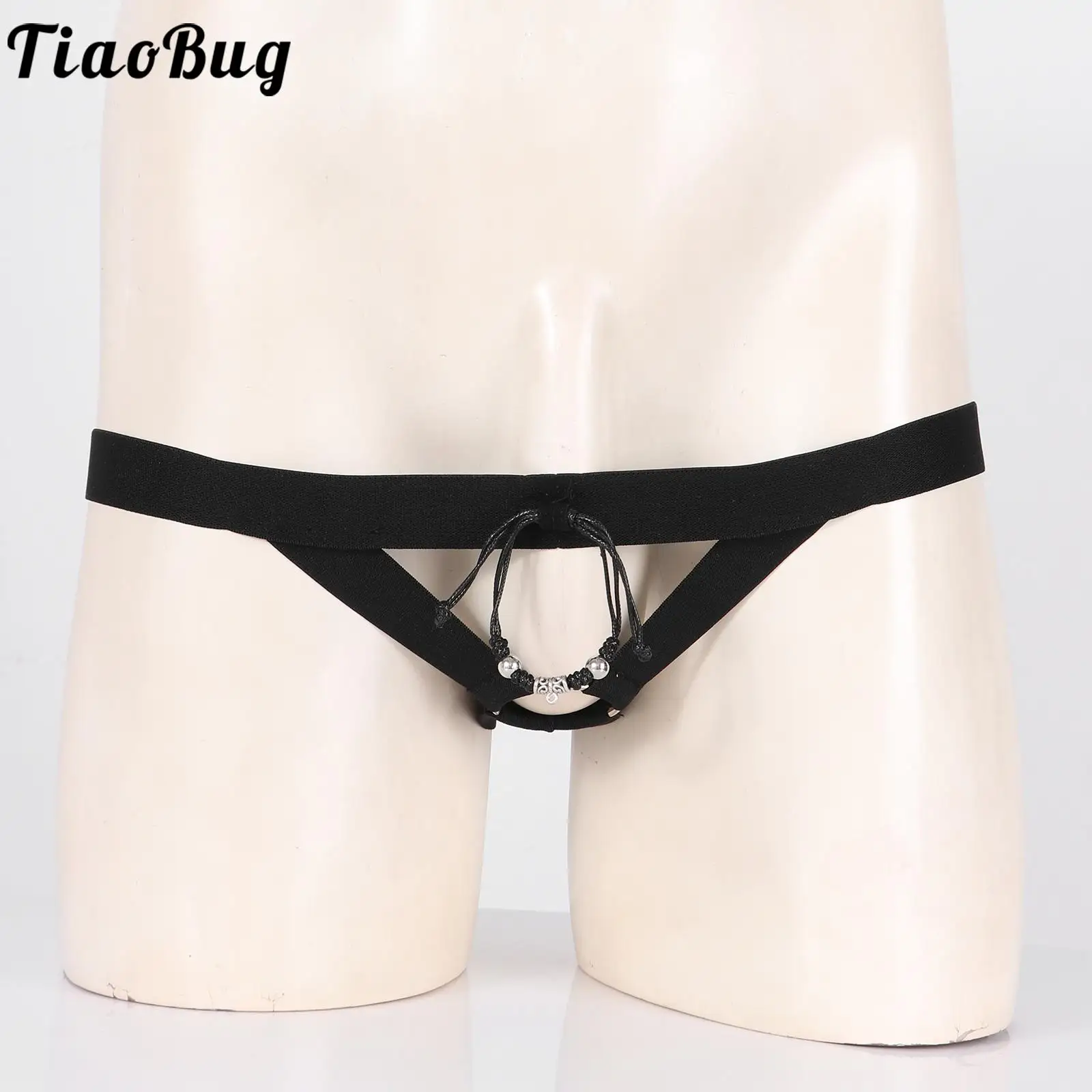 

Mens Erotic Thongs Gays Hollow Out O Ring Underwear Bead Decor G-string Low Rise T-back Underwear for Honeymoon Gift Dating Wear
