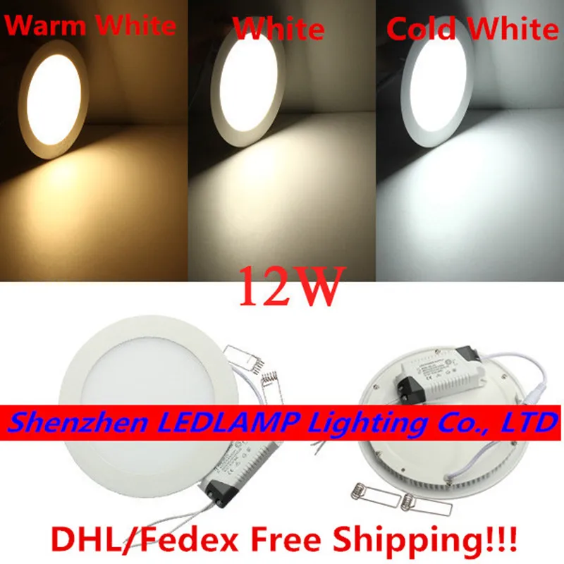 Super bright 12W LED Dimmable Downlight Dimmable Ceiling Panel Light AC85-265V Warm White/Natural White/Cold White LED Lamp