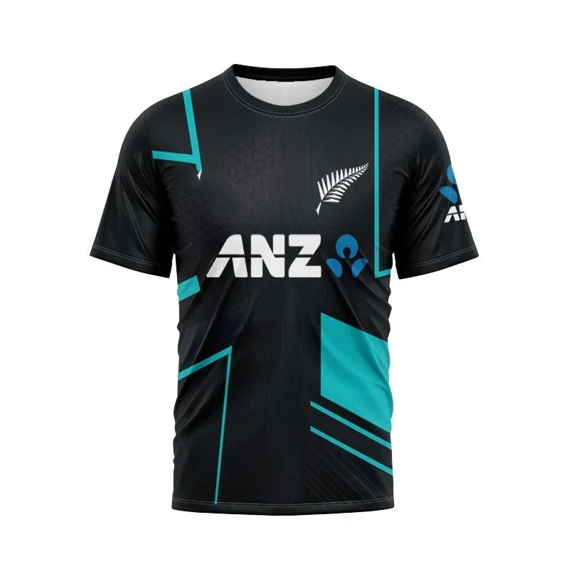 Neues 3D-gedrucktes Neuseeland-Krikettrikot mit kurzen Ärmeln, bequem, schnelltrocknend, geeignet für den Heimgebrauch, mit Y2k-Fan-Geschenken. – Detail 7