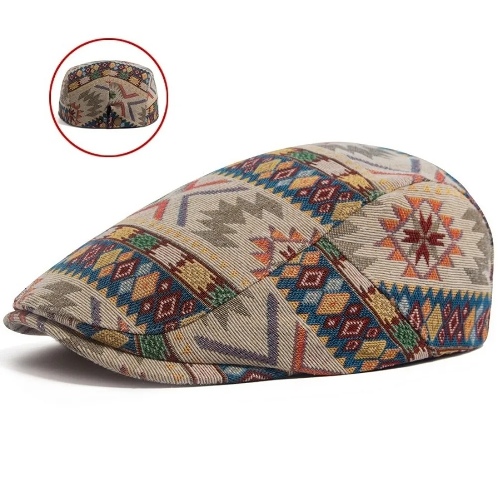 

Casual Polyester Print Newsboy Caps Adjustable Casual Wear Flat Peaked Cap Lightweight Painter Beret Hats Men and Women