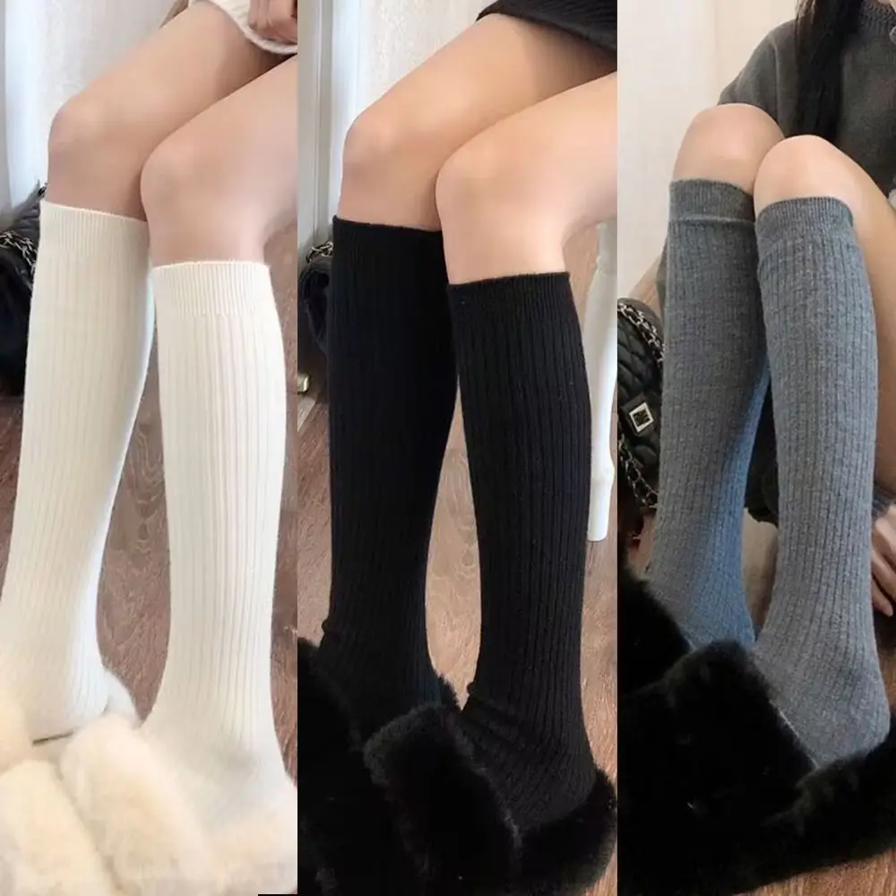 

Knee High Women's Stockings Casual Cotton Japanese Style Thermal Calf Socks Elastic Pile Up Socks Ladies Girls