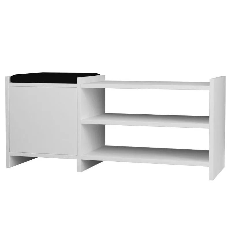 Logan shoe rack with seat in white color 100x44x35 cm