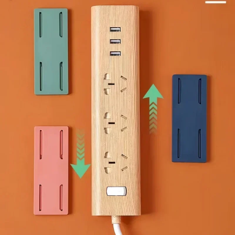 Wall Mounted Socket Holder Fixer Patch Self-Adhesive Power Socket Strip Fixator Punch-free Plug Socket Organizer for Home Office