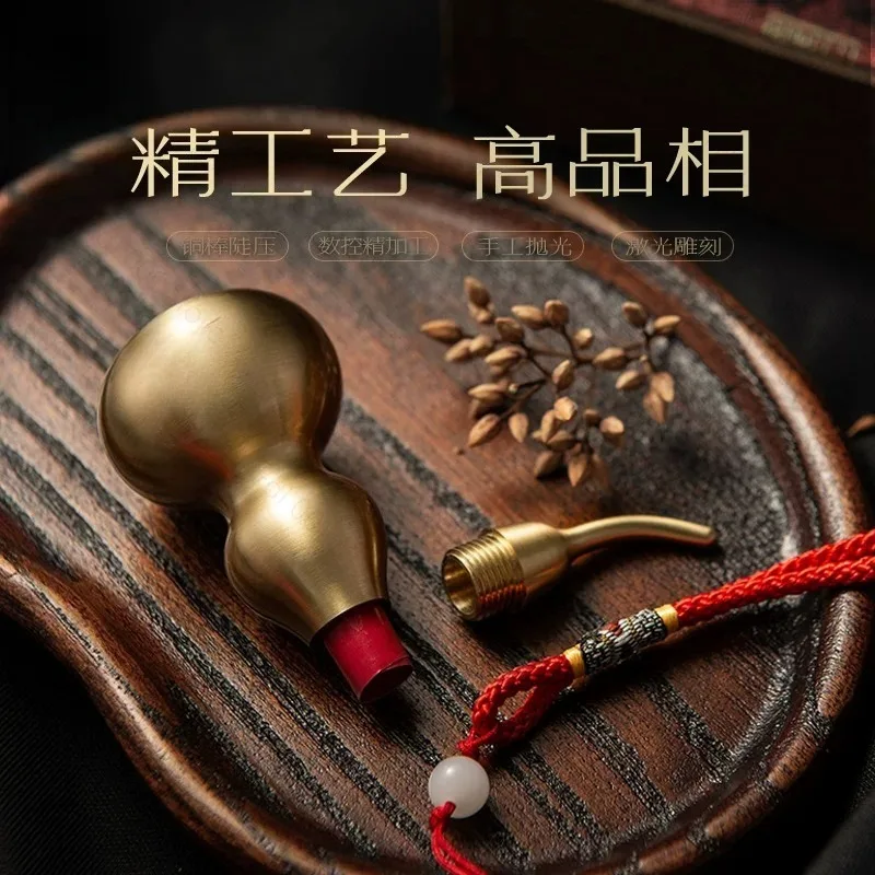 Mount Putuo Traditional Chinese Brass Gourd, Putuoshan Fortune Bag, Car Accessories Auto Pendant Jewelry, Feng Shui Decor Gift