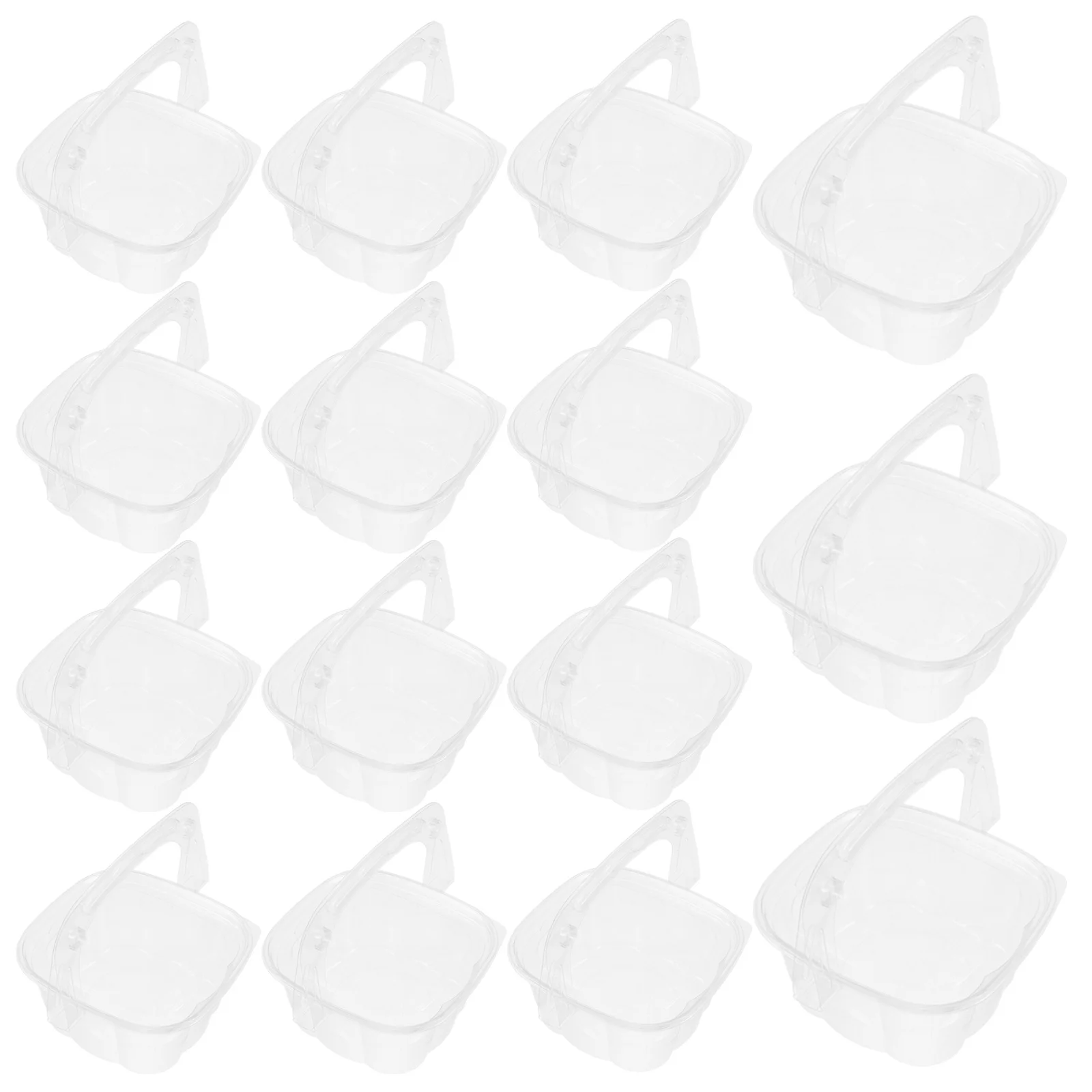 

50Pcs Fruit Snack Box Transparent Food Packaging Clear Box with Handle for Picnic Desserts Cake Slices Storage