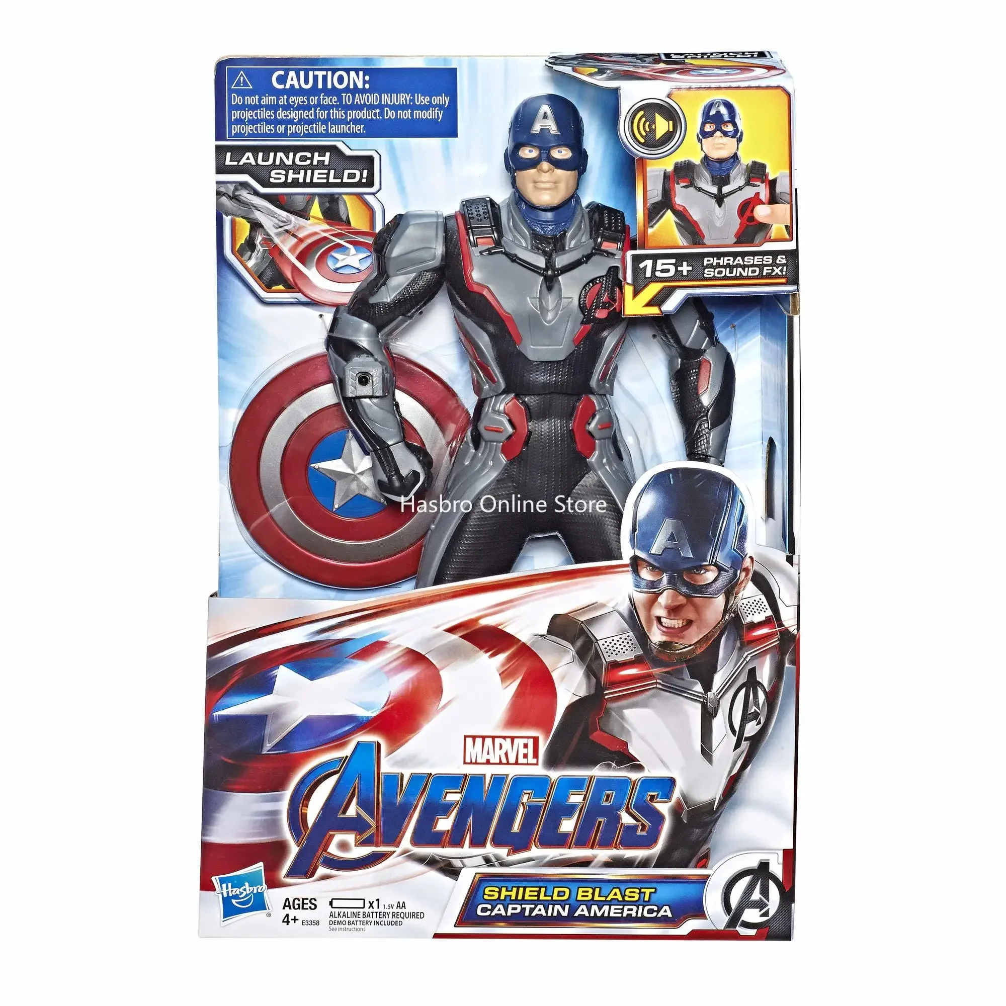 

Hasbro Avengers Marvel Endgame Shield Blast Captain America 13"-Scale Figure Featuring 20+ Sounds & Phrases Christmas Gift E3358