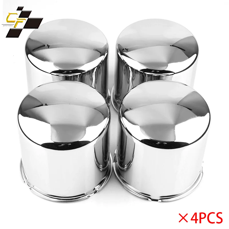 4pcs/1pc 107mm/4.21in 110mm/4.33in Push Through Center Caps for Truck/Trailer Carbon Steel Curved Surface Car Accessories Chrome