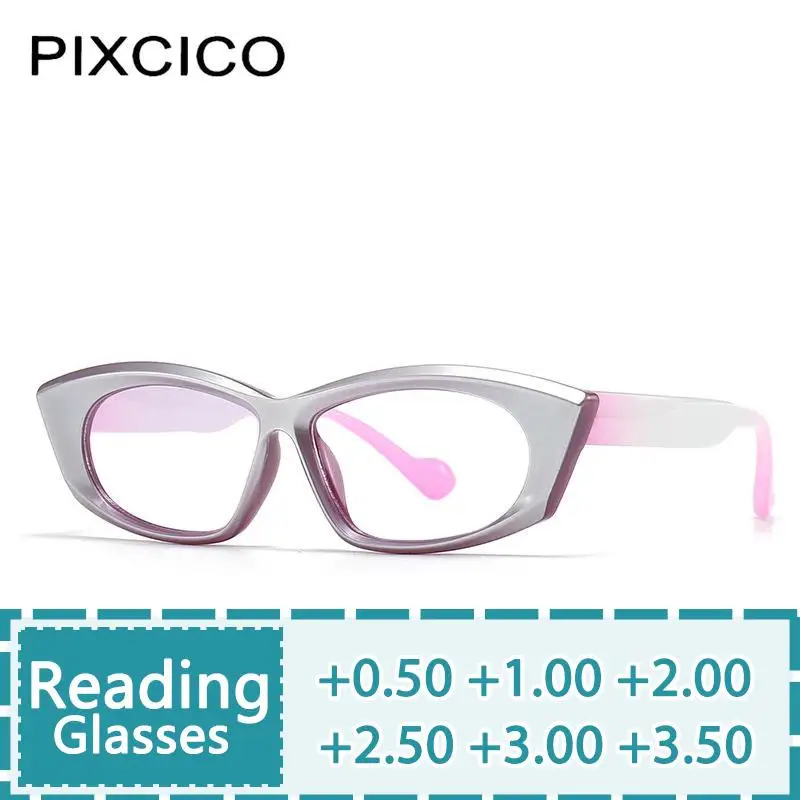 R56648 Women Fashion Gradient Color Frame Reading Glasses +100 +200 +300 Retro Irregularity Square Fat Edge Presbyopic Glasses