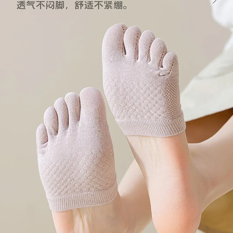 Summer Thin Half-palm Split-toe Five-finger Socks for Women Pure Cotton Anti-slip Half-finger Invisible Forefoot Half-drag Socks