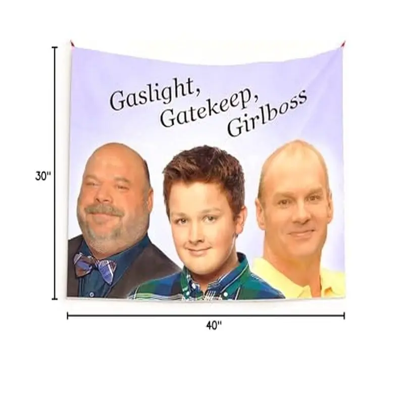 VIKAMA Funny Gibby Meme Character Tapestry, Trendy Slogan Wall Hanging, Internet Celebrity Wall Decor for Dorm Bedroom