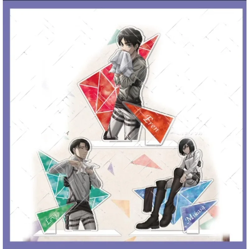 Spiel mikasa levi ackerman eren yeager acryl ständer puppe anime figur modell platte cosplay spielzeug für geschenk