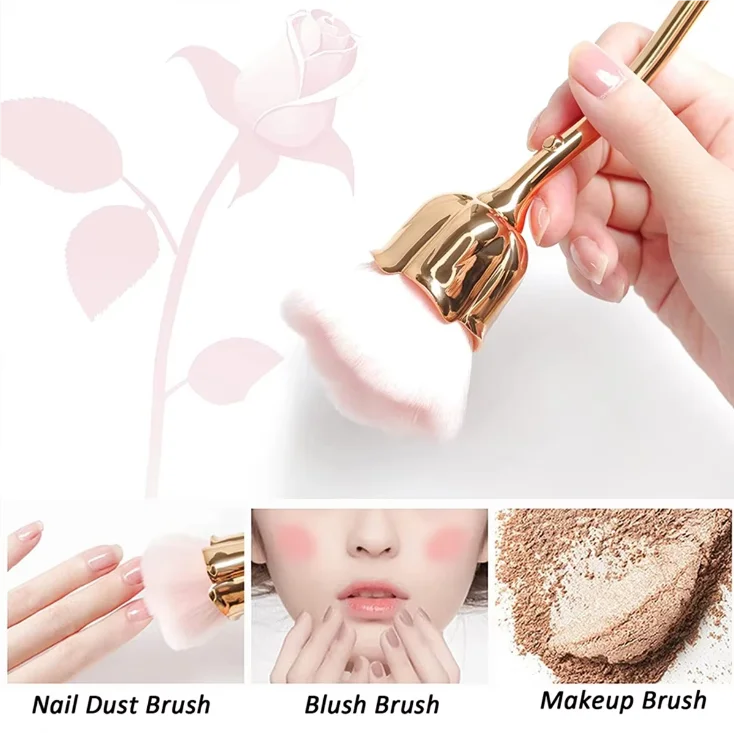 Art Rose Flower Make-upborstel Zachte nagelborstel voor manicure Poederborstel Zacht bont Make-up tool Vrouwen Gezicht Schoonheidstools