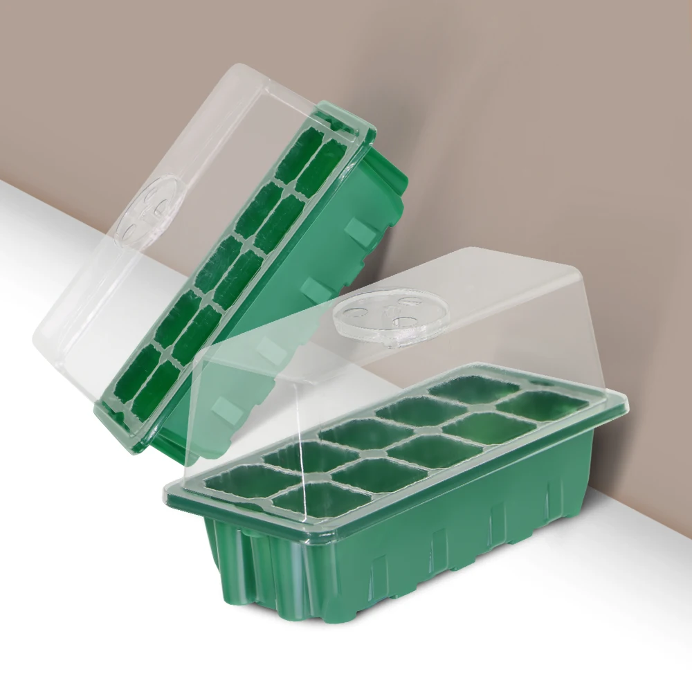 10 Cells Sill Nursery Seedling Trays Adjustable Humidity Germination Box Transparent Cover for Greenhouse Garden Growth Potting