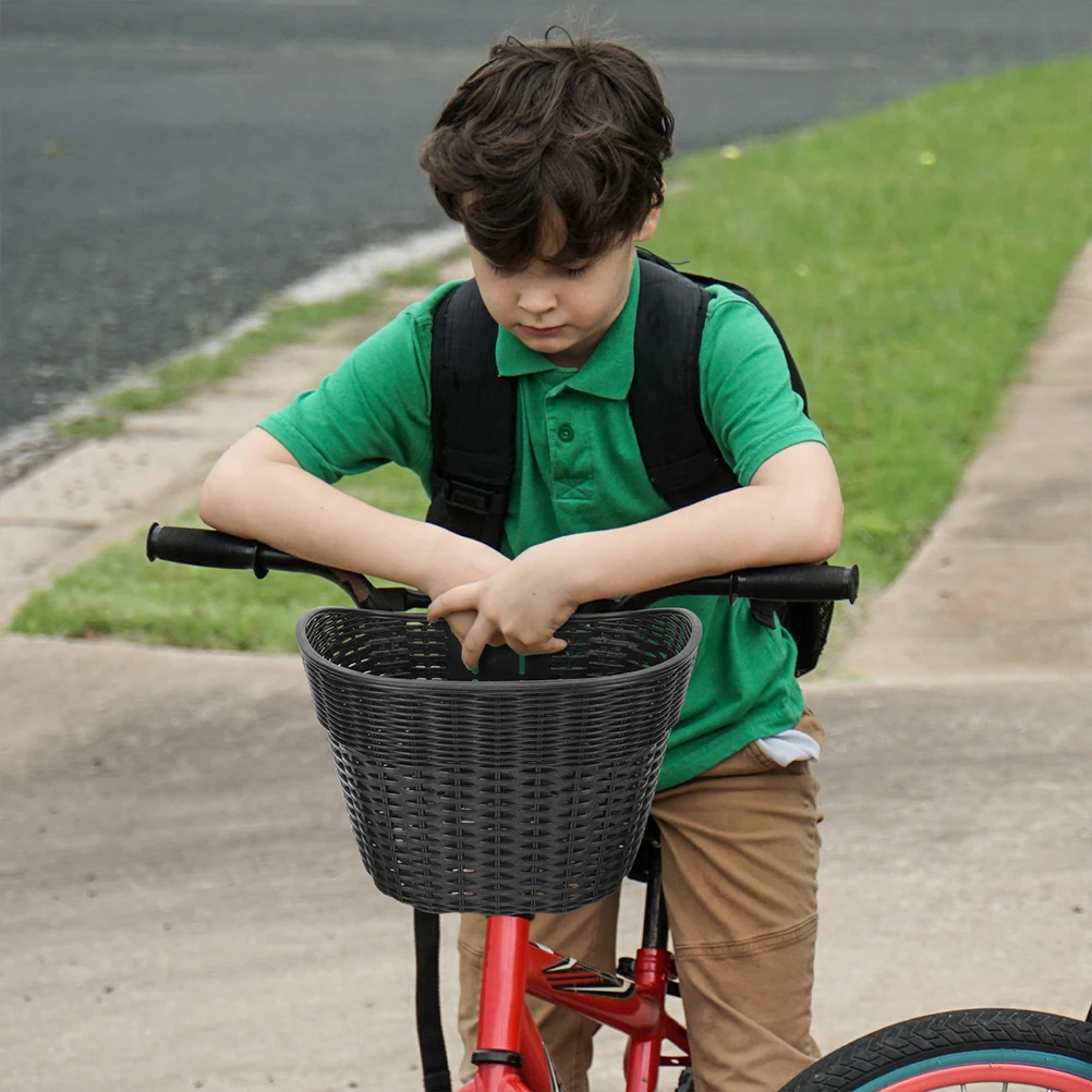 

Front Woven Lightweight Durable Bicycle Handlebar Storage Basket Large Capacity Detachable Bike Front Basket For Cycling Scooter
