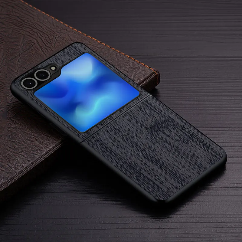 Case for Samsung Galaxy Z Flip 3 4 5 6 5G funda bamboo wood pattern Leather phone cover Luxury coque for Samsung Galaxy Z Flip 6