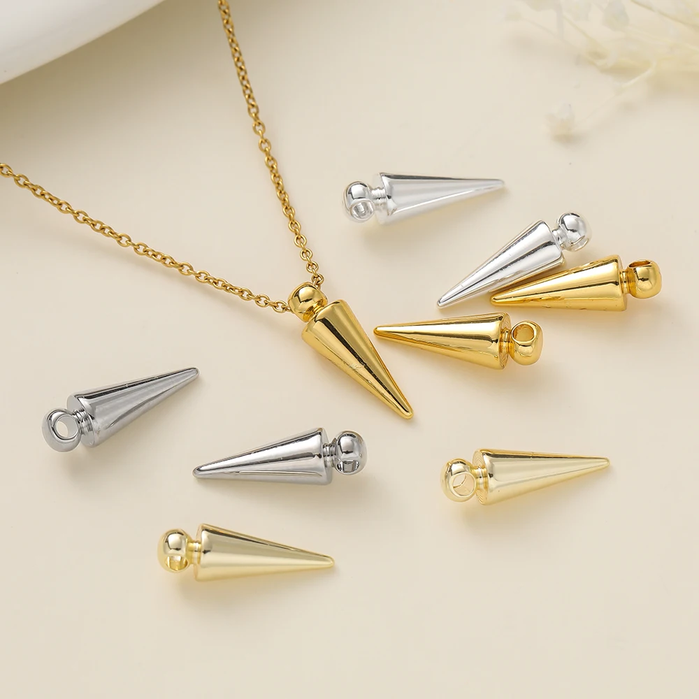 5Pcs/Lot 14/18K Gold Color Plated Cone Shape Charms Pendants for DIY Women Earring Necklace Jewelry Making Accessories image 3