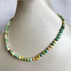 6MM Hubei Turquoise Stone Necklace Natural Blue Green White Color Jewelry Fashion Brand Simple Bijoux Femme Ladies Party Gift