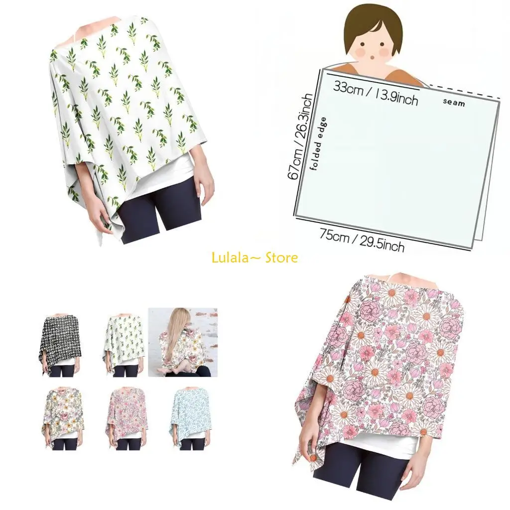 Y4QA Baby Breastfeeding Cover Baby Nursing Cover Soft Privacy Nursing Cover Baby Feeding Blanket Apron with Printed Pattern