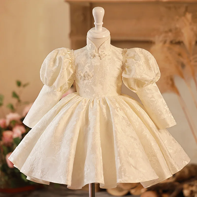 Long Sleeve Baby Girl Dress Baptism Dresses for Girls 1st Year Birthday Party Wedding Gown Christening Baby Infant Clothing