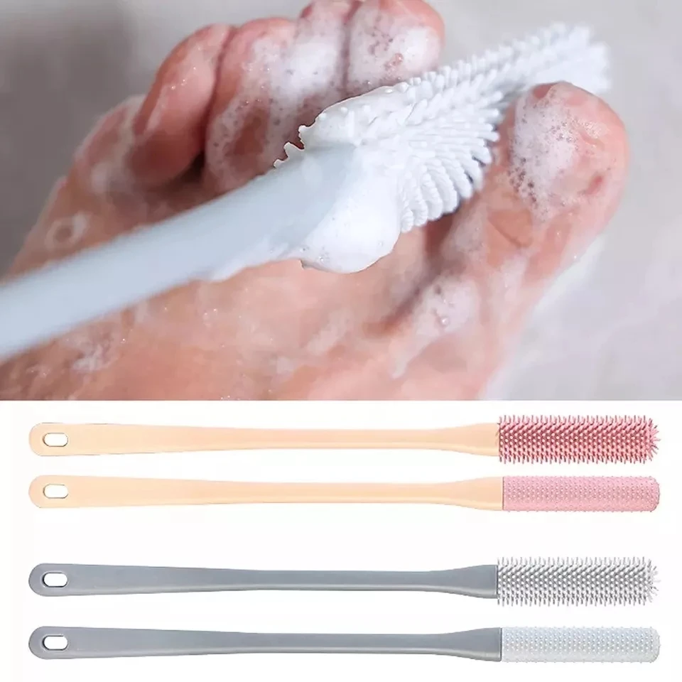 Long Handled Toe Gaps Cleaning Brush Super Soft Silicone Foot Scrubber Exfoliating Brush Foot Wash Brush For Shower