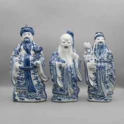 Ceramic statues, the three gods of fortune,prosperity and longevity, home decoration
