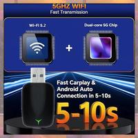 Top Sale 2 In 1 Wired To Wireless Carplay Android Auto Adapter Car Gadget Smart Box Not Applicable For Tesla BMW Nissan Black