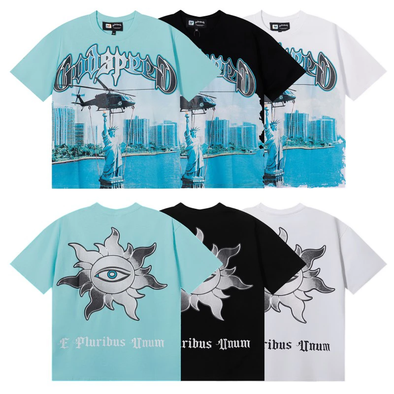 

Футболка Godspeed Helicopter Liber с принтом, высококачественная, из чистого хлопка, повседневная, летняя, модная...