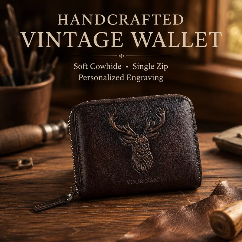 Mini Card Holder Multi Card Slots Coin Purse Handmade Embossed Genuine Leather Wallet Vintage Portable Free Engraving