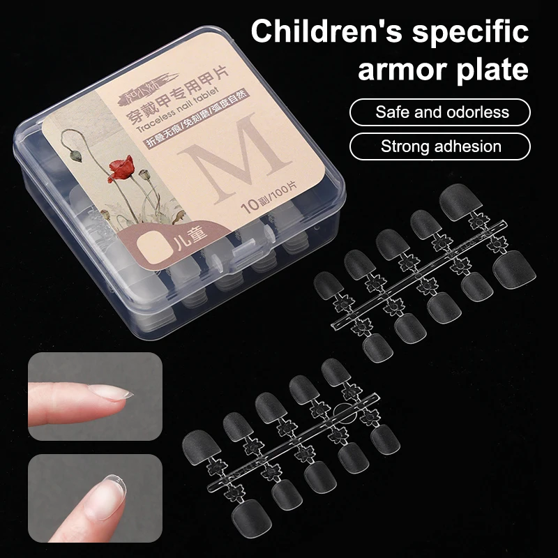 100 stuks nep-nageltips voor kinderen kunstnagels druk op nagels doodskist kunstnagels duidelijke nep-nageltips voor verlenging manicure gereedschap