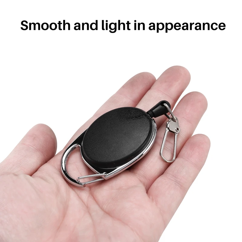 Moschettone retrattile resistente Badge Tinker Reels filo da 60Cm con Clip per portachiavi nero