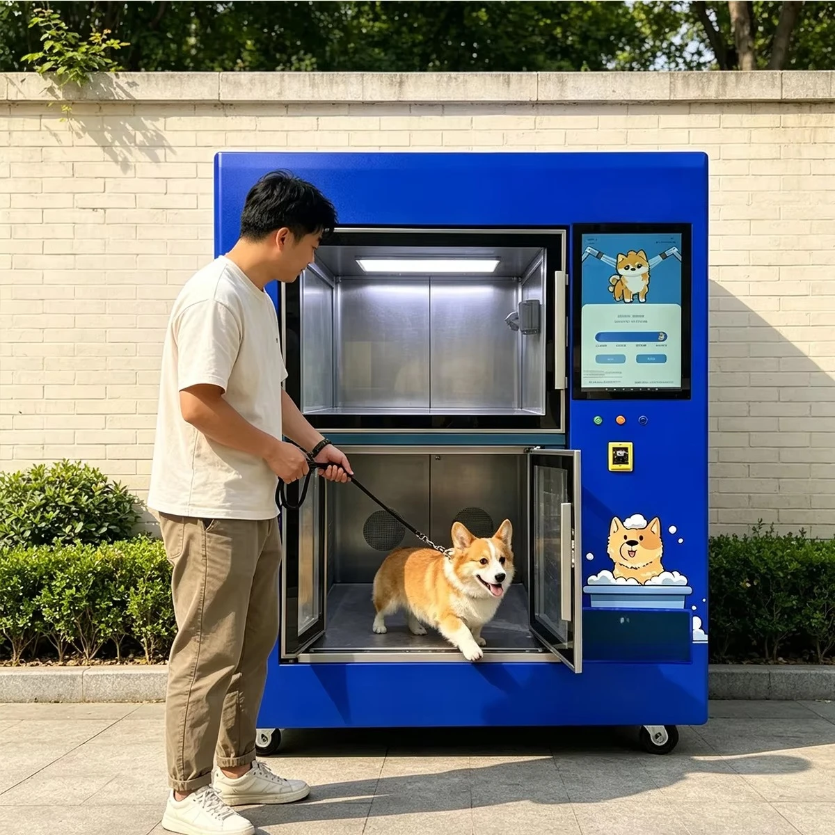 AIT Galvanized Self-Service Pet Bath Station, Commercial Dog Washer Touch Screen Coin/Card Payment SDK Supported