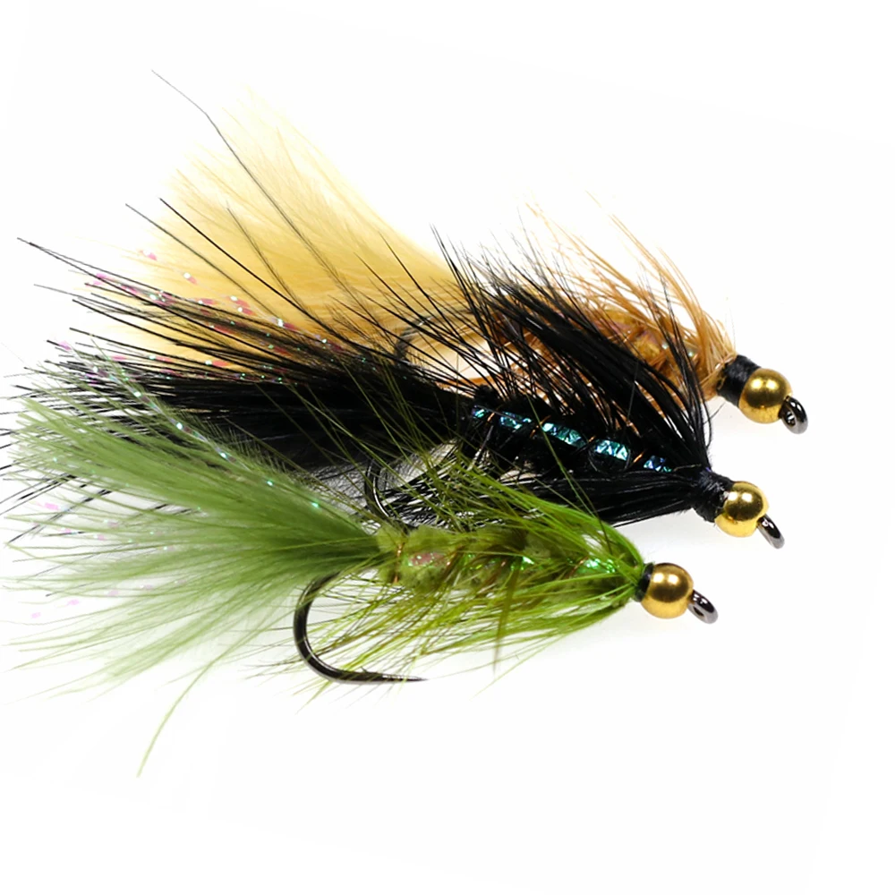 5 Stück Messing-Beadhead Woolly Bugger Streamer Salzwasser-Fliegen zum Angeln auf Steelhead, Hecht, Barsch, Regenbogenforelle, Angelköder – Detail 7