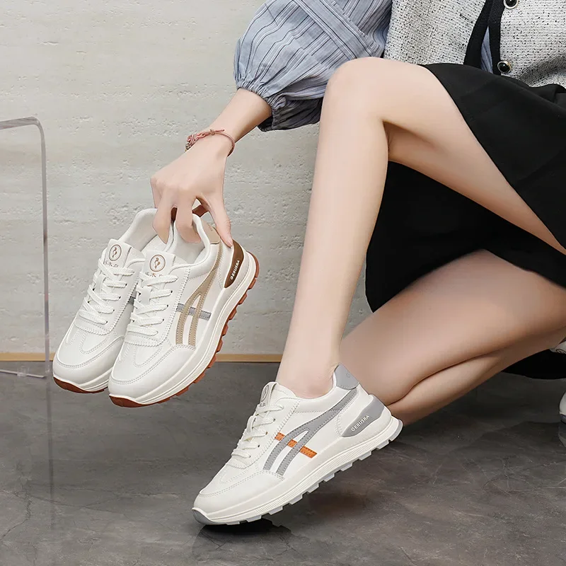 أحذية أبي جديدة للنساء 2025 أحذية رياضية للجري في الربيع ونعل سميك لزيادة الارتفاع أحذية كاجوال