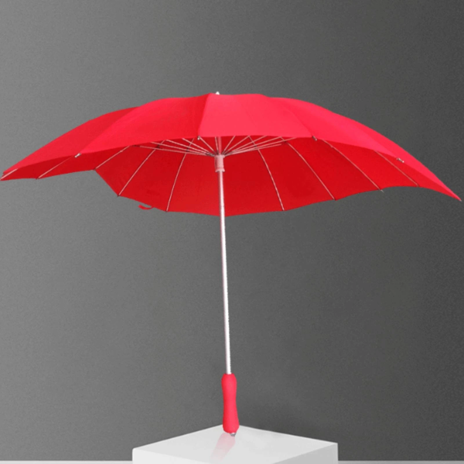 Heart Patterned Red Umbrella with EVA Handle for Daily Commute UV Protection Folding