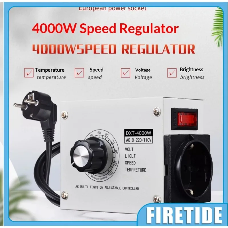 4000W AC Motor Speed Controller 110V/220V Adjustable Voltage Regulator for Fan, Grinder, Exhaust Fan Speed Control