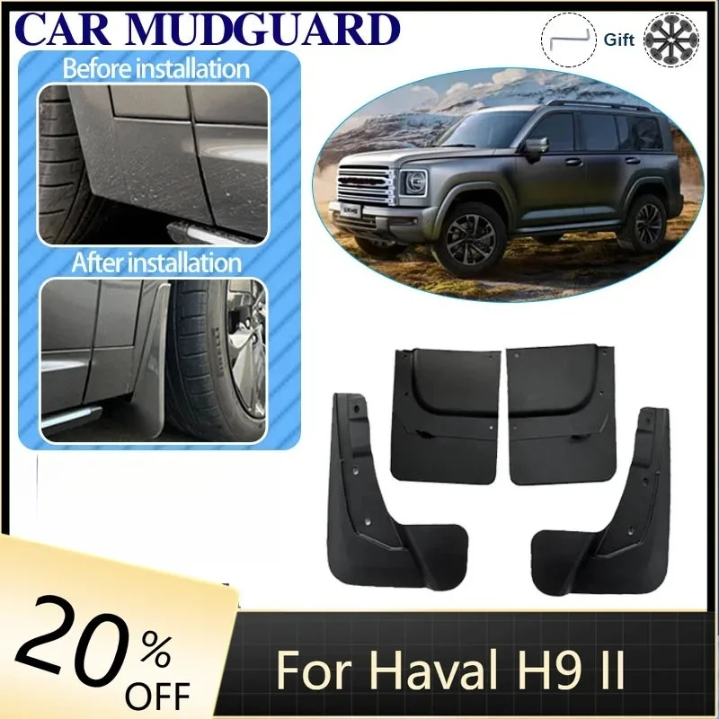 

Front Rear Fenders Car Mudguards Car Wheel Mudflap Anti-splash Guard Mud Flap Tools For Haval H9 MK2 Accessories 2024 2025 2026