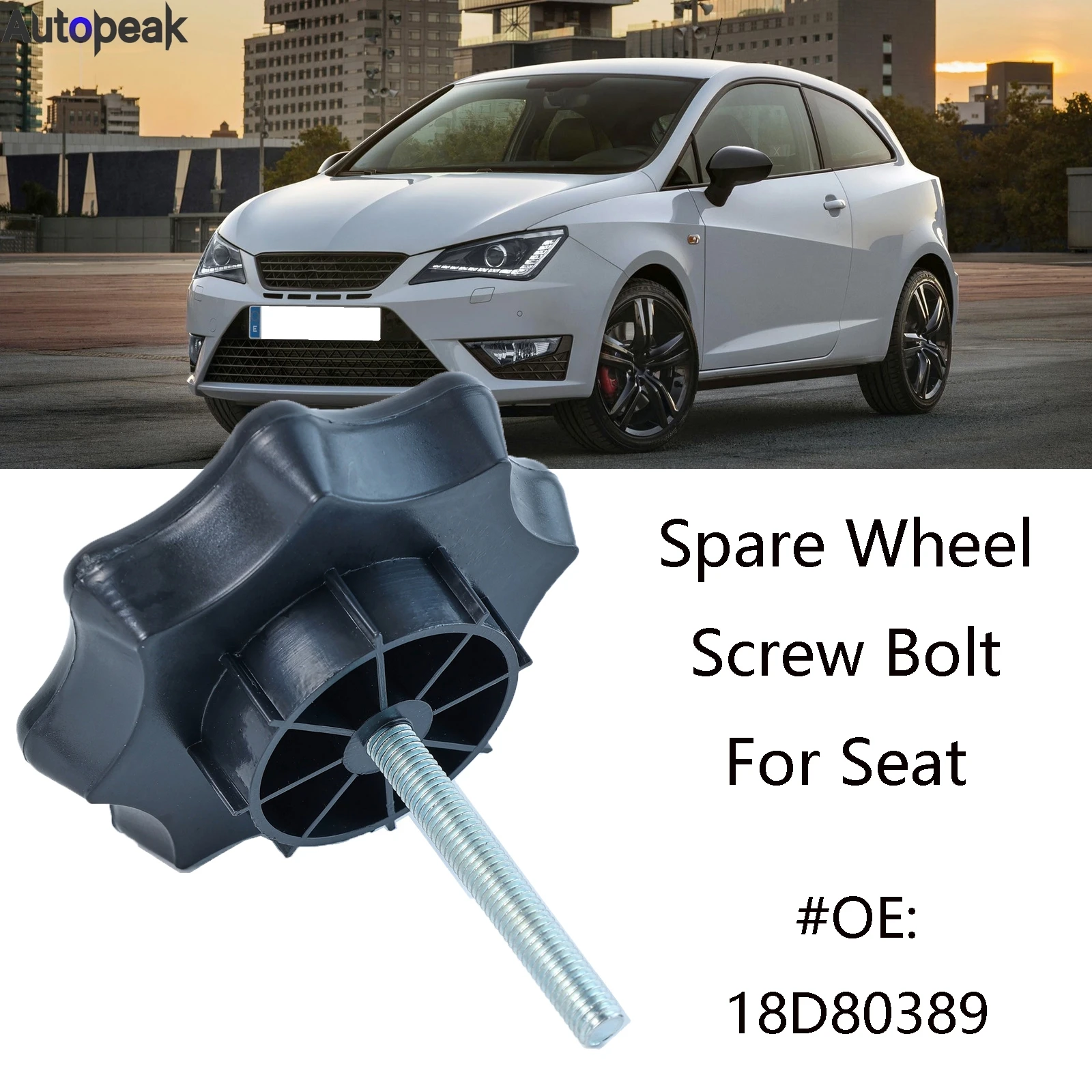 

For Seat Ibiza Black Rear Bolt Adapter Spare Tire Wheel Mounting Fixed Screw Tire Bolt Nut Backup Retainer Plastic 18D803899