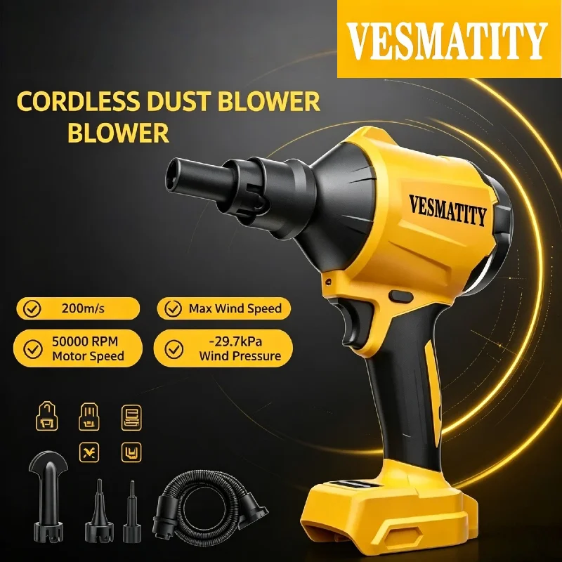 VESMATITY Brushless Air Blower Cordless Dust Removal Gun with Nozzle Multifunction Inflator Tool for Battery Pro Max Unit Plus