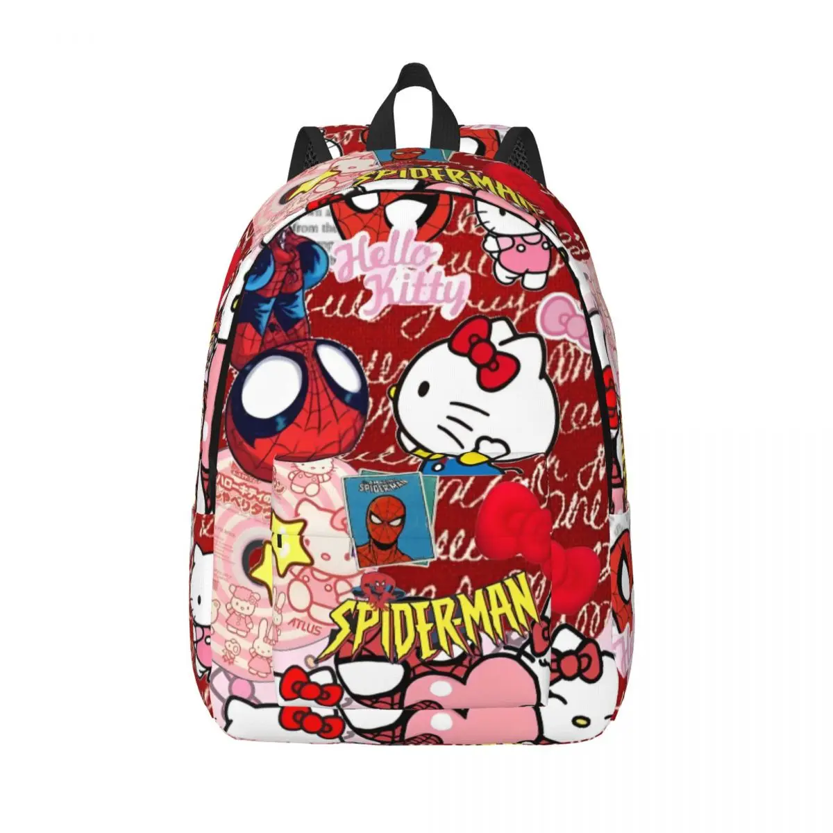 

Человек-паук «Hello Kitty» с героями мультфильмов для подростков, школьный рюкзак, рюкзак, подарок для начальной школы