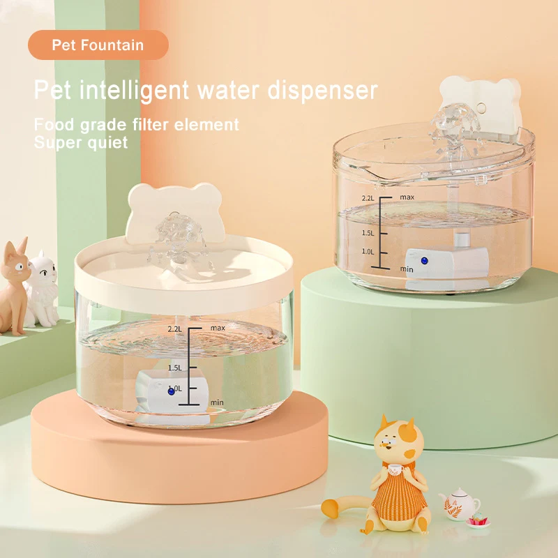 

Automatic Cat Water Fountain with Faucet, Dogs Feeder, Transparent Water Fountain, Pet Drinker, Smart Sensor Drink Feeder, 2.2L