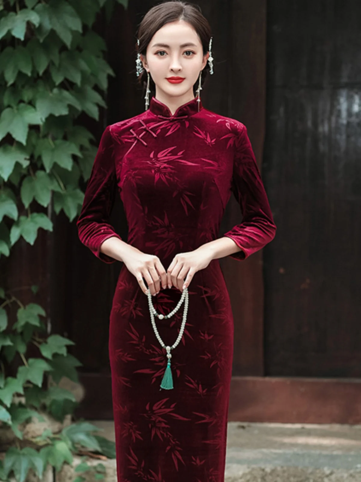 

Тонкое длинное платье-халат в традиционном китайском стиле, средней длины, с высоким разрезом, для повседневной носки, с цветочным принтом, винтажное.