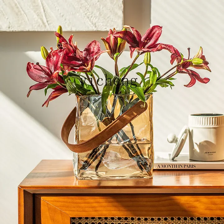 D3 Vase Ornament Living Room Flower Arrangement Glass Niche Entrance Decoration