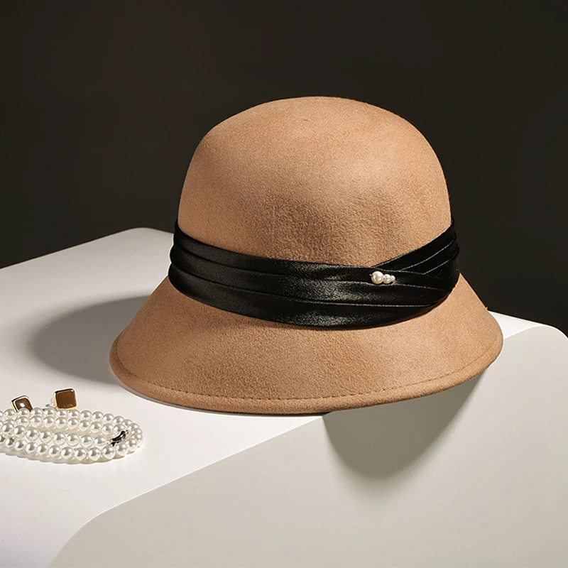 

Wool Felt Cloche Hat Brim ‌Elegant Women Winter Autumn Warm Accessory For Outdoor Sports Holiday