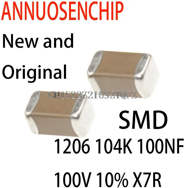 50PCS New and Original chip SMD Ceramic capacitor 1206 104K 100NF 100V 10% X7R