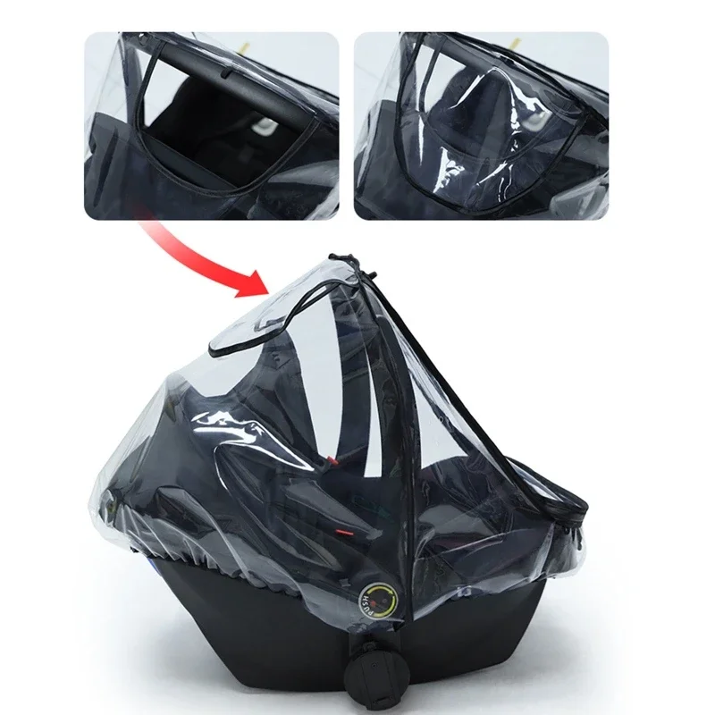 Baby Car Seat Rain Cover Food Grade PVC Stroller Weather Shield Waterproof Windproof Breathable Clear Raincoat for Newborn