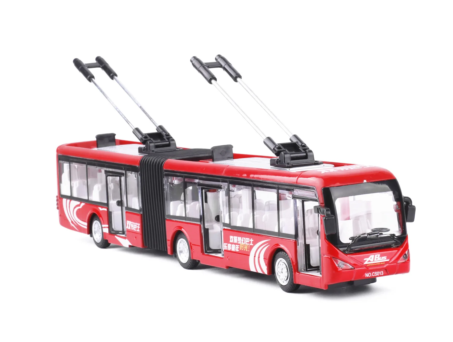 1:48 Double Section Bus Alloy Car Model Toy Car Pull Back Car Model Toy Gift B304