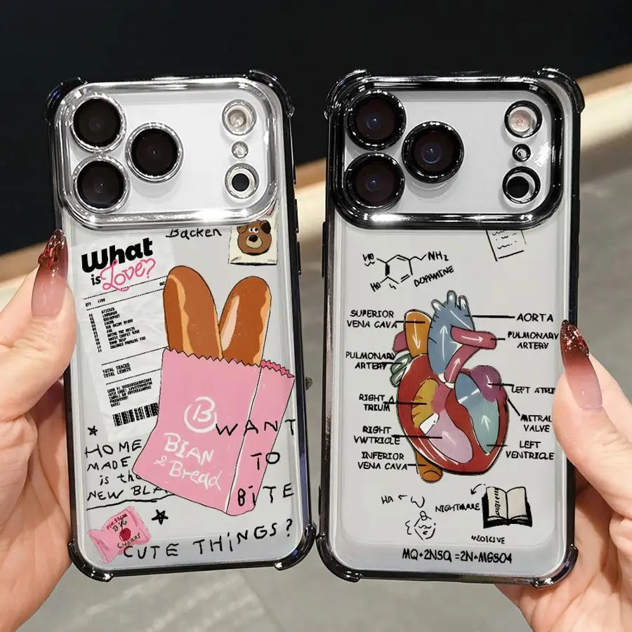 Soft Cover Case for iPhone 16 15 14 Plus 13 12 11 Pro Max 16e 17 Air Cartoon Bread