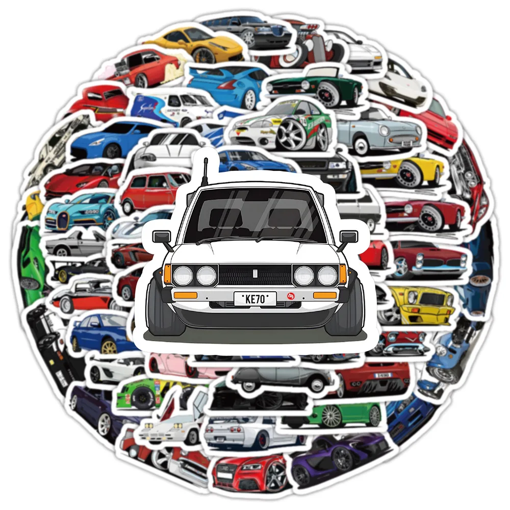 10/30/50/100PCS Cool Car Stickers Cartoon Sports Car Sticker Laptop Phone Guitar Bike Skateboard Waterproof Graffiti Decals Toy